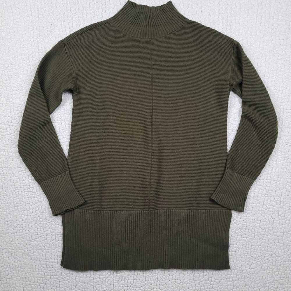 Talbots Sweater Women's Size S Mock Neck Green Ribbed Oversized